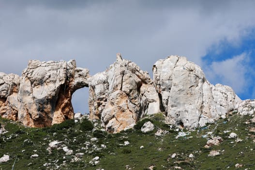 Landscape of mountains in Tibet in the summer
