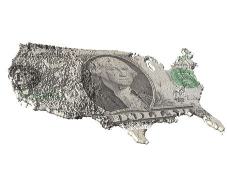digital visualization of the usa with dollar texture
