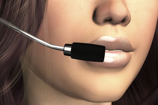 digital visualization of a female face with headset