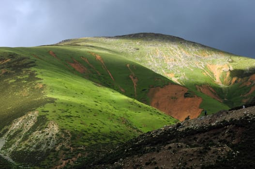 Landscape of mountains in Tibet in the summer