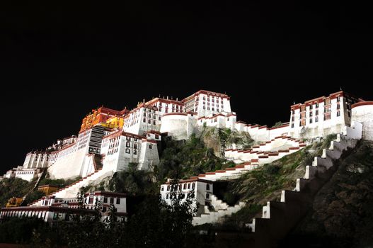 Night scenes of the famous Potala Palace in Lhasa,Tibet
