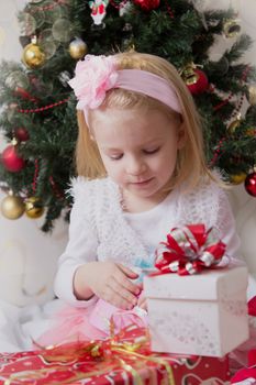 Lovely girl with gift box