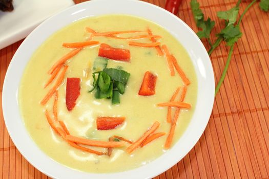 Asian Curry Soup with chicken and carrots