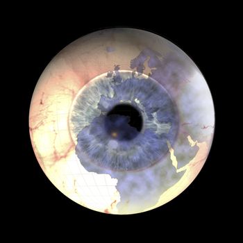 Illustration with Eyeball and Globe