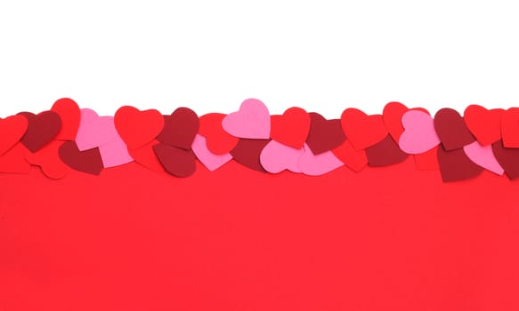 Valentines day background with paper hearts and copy space