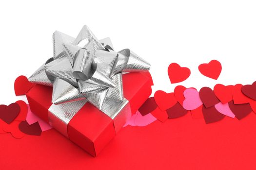 Valentines day background with gift and copy space