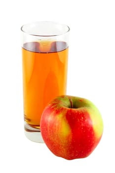 Apple juice with one apple  isolated on white