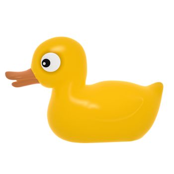 A cute computer generated image of a rubber duck isolated on a white background.