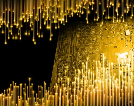 Golden age of computer technology concept background