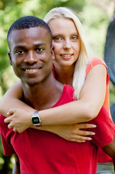 young couple in love summertime fun happiness romance outdoor colorful