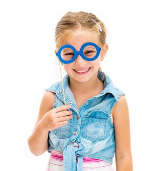 cute little girl with fake glasses