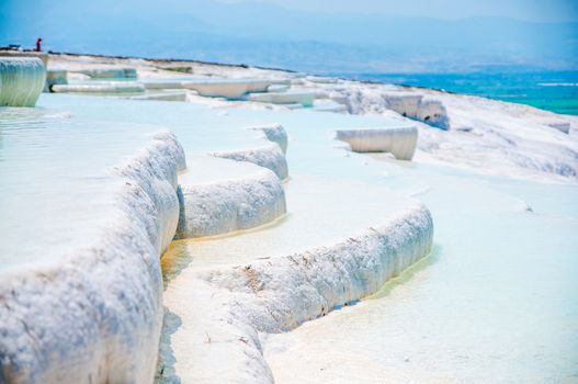 Famous travertine pools and terraces in Pamukkale Turkey