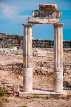 Temple near South Gate in Hierapolis ancient Greco-Roman and Byzantine city.