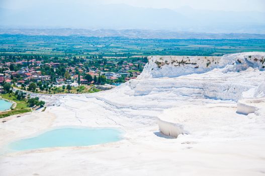 Famous travertine pools and terraces in Pamukkale Turkey
