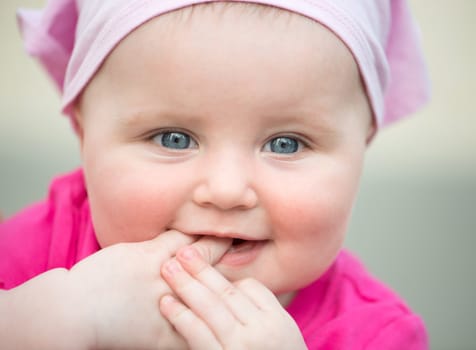 bright closeup portrait of adorable baby