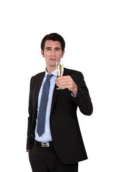 Business toasting his success