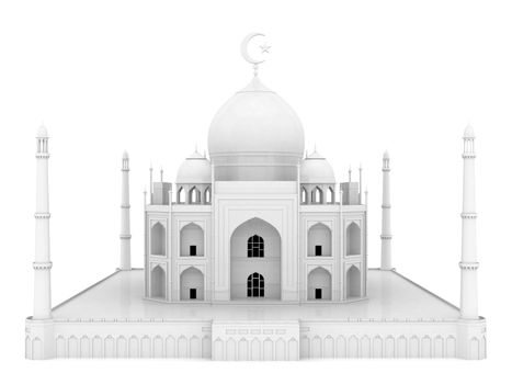 beautiful white mosque on the isolated background