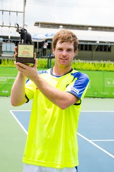 BANGKOK - SEPTEMBER 1 : Blaz Kavcic of Slovenia winner in ATP Challenger Chang - SAT Bangkok Open 2013 form 24 August - 1 September, 2013 in Bangkok, Thailand.