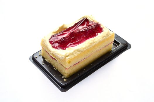 Blueberry cheesecake slice isolate on white background