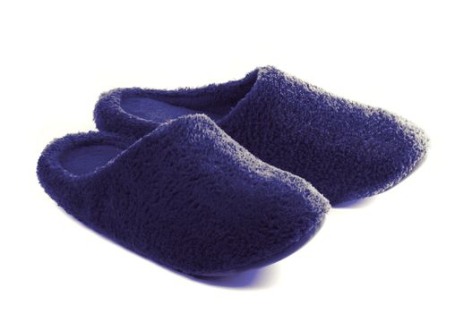 Purple Fleece Men's Room Shoes isolated on white background