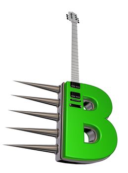 letter b guitar with prickles on white background - 3d illustration