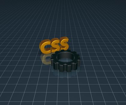letters css and cogwheel - 3d illustration