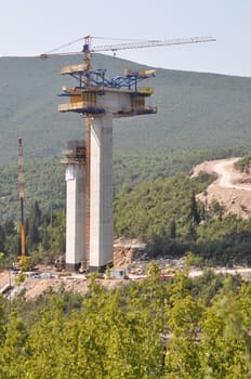 Pillars of a highway construction