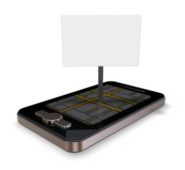 smartphone with blank white sign - 3d illustration