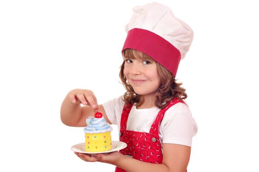 beautiful little girl with sweet cupcake