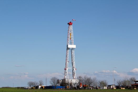 oil drilling rig on field