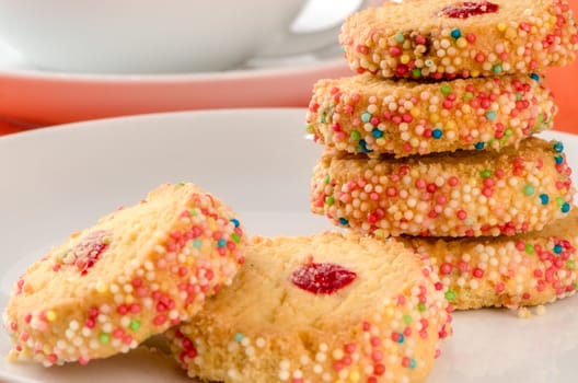 French multi-colored biscuits. Paris. France.