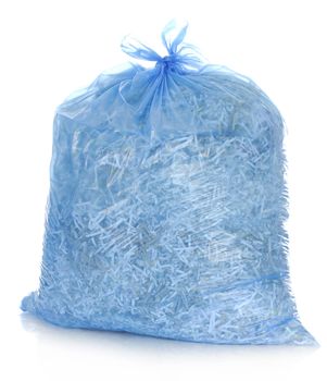 recycle - garbage bag full of shredded paper