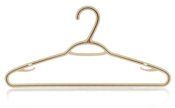 plastic hanger with reflection on white background