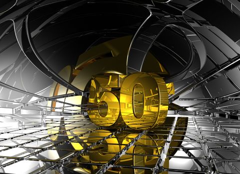 number fifty in abstract futuristic space - 3d illustration