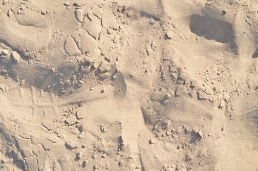 closeup of sand pattern of a beach in the summer


