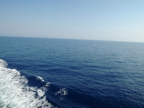 Empty Blue Ocean and Blue Sky