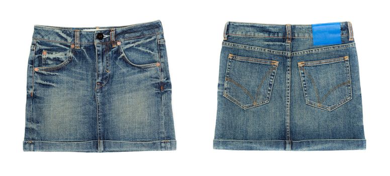 Denim skirt, front and rear