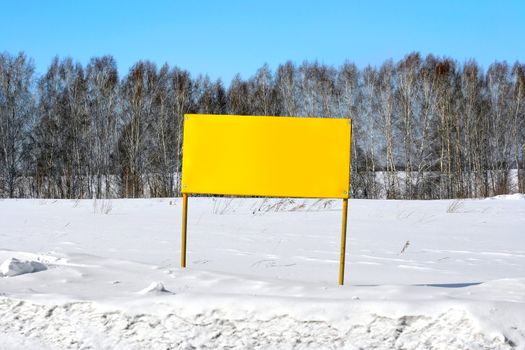 signboard in the winter field