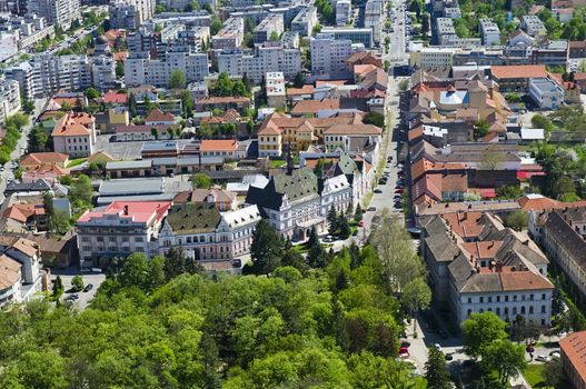 aerial view of Deva old city in Transylvania, Romania