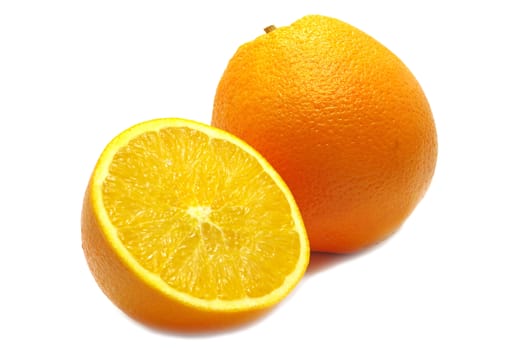 A orange and half isolated on white