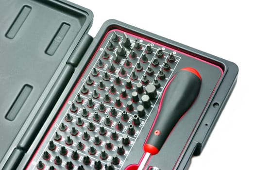 Closeup image of a screw driver set