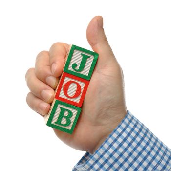 Business man holding job word 