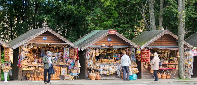 Souvenir stalls in Novgorod, Russia