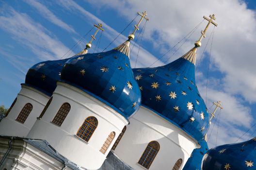 Onion domes of a Russian Orthodox church.