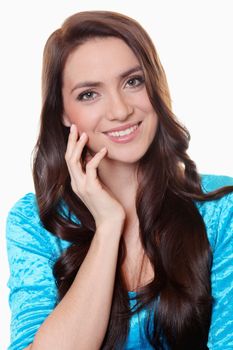 Closeup portrait of a happy young woman smiling