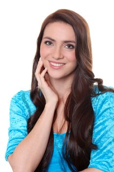 Closeup portrait of a happy young woman smiling