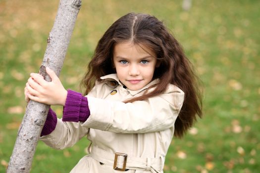 little girl in the autumn park