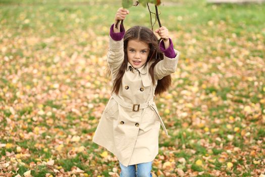 little girl in the autumn park