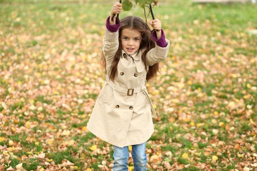 little girl in the autumn park