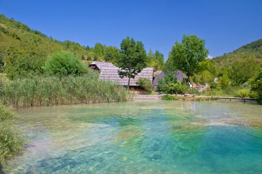 Turquoise water of Korana village in Plitvice lakes national park